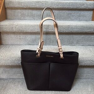 Michael Kors Black Leather zip top tote